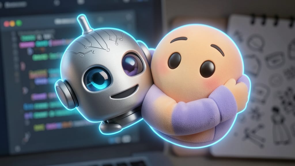 Robot Hugging Human Emoji